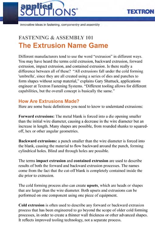 Extrusions article